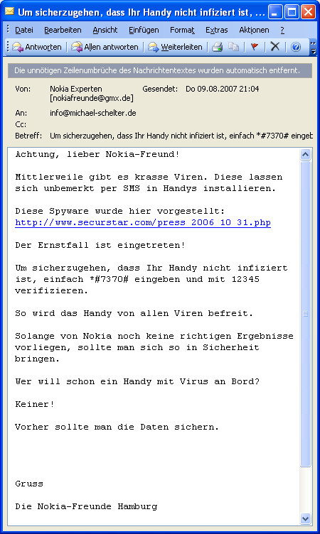 Nokia Hoax Spam 7370